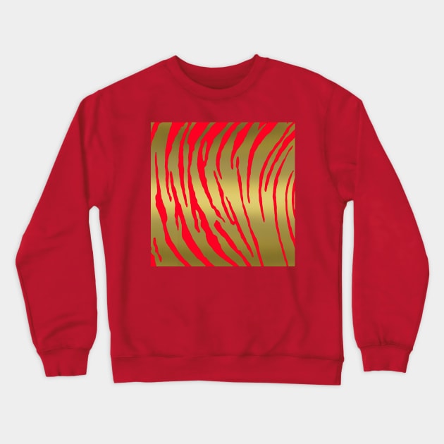 Gold Tiger Stripes Red Crewneck Sweatshirt by BlakCircleGirl